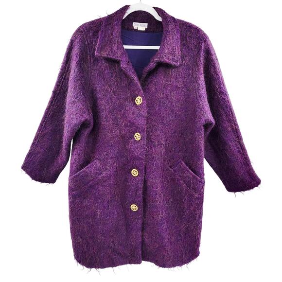 Donna Dreamer Jackets & Blazers - Vintage Donna Dreamer Purple Multicolored Long-sleeved Lined Coat Women's Sz 40
